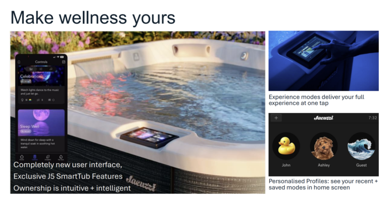 Jacuzzi J-500 Series hot tub with touchscreen topside controls and personalised wellness settings